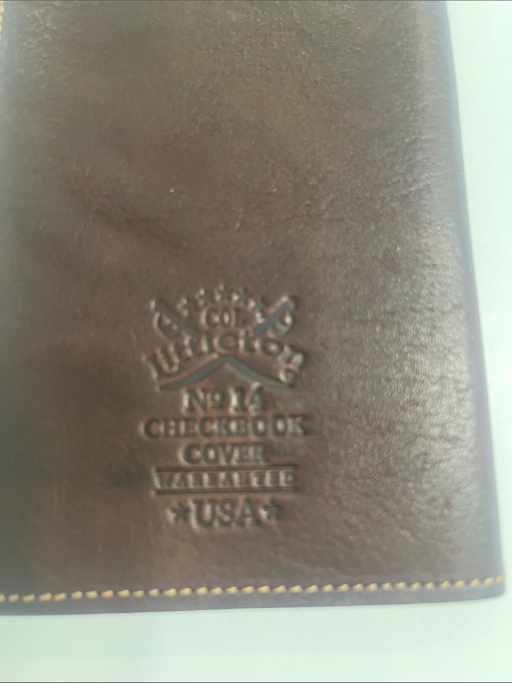 Col. Littleton No. 14 Leather Checkbook Cover - Picture 3 of 5